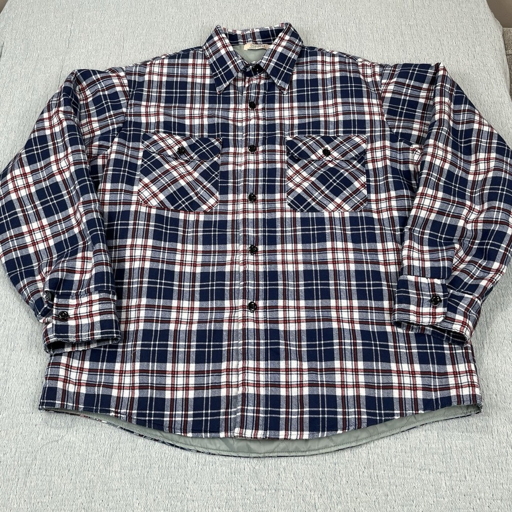 Vintage Sears Flannel Shirt Men XL Plaid Perma-Prest Lined‎ USA 70's Jacket